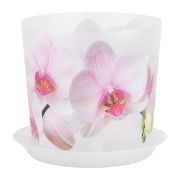 Кашпо ДЕКО 2,4л 160мм Орхидея Белая с подставкой М-пластика